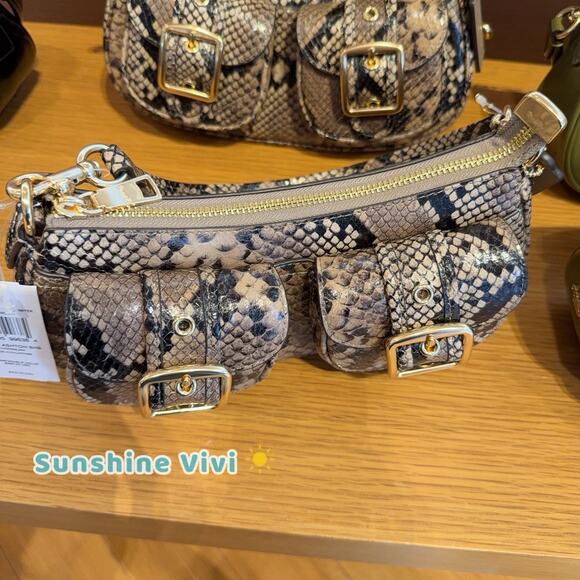 NWT Coach Ashton Bag Snake Print Leather CCE38 Mushroom Multi - Picture 4 of 14